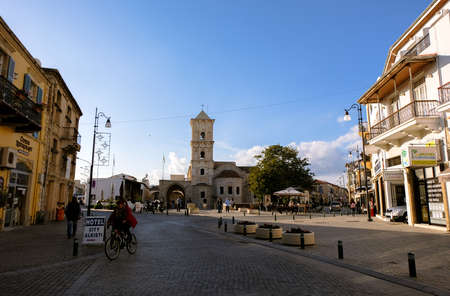 City center of Larnaca. View towards Saint Lazarus Churchのeditorial素材
