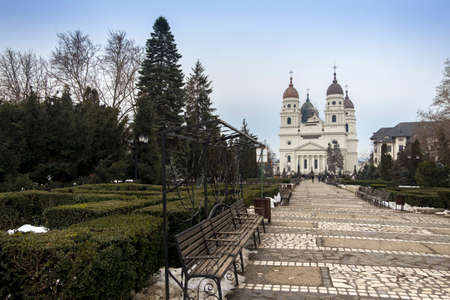 The Metropolitan Cathedral in Iasi seen from the park of the National Theatre