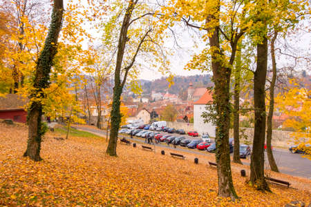 The Old Center of Brasov, seen from the alley at the bottom of Tampa mountainのeditorial素材
