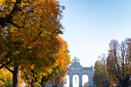 Sunny autumn morning in Cinquantenaire park