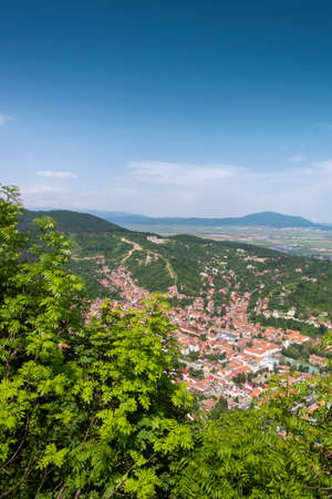 Panoramic view of Brasov on a perfect summer day. Vertical shotの写真素材