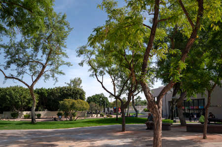 Green area in front of Scottsdale Center for the Performing Arts, Civic Center Mall.のeditorial素材
