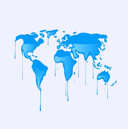 Drawing of a map of the world meltingのイラスト素材