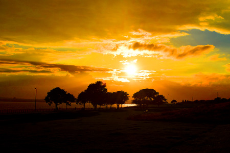 Blue sky disappear by the golden sunsetのeditorial素材