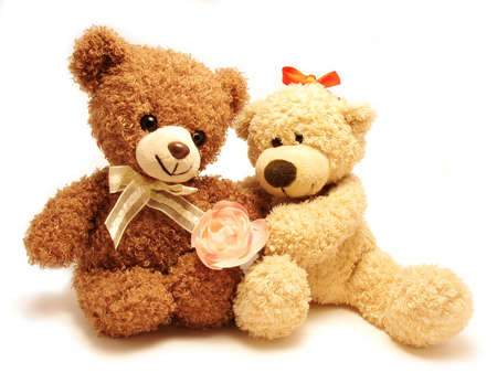        couple of teddy-bears & rose                        の写真素材