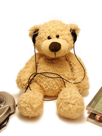      	teddy-bear listening music                           
