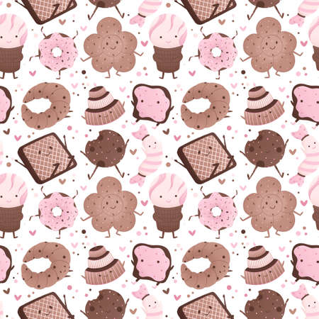 cute colorful pattern with sweetsの写真素材