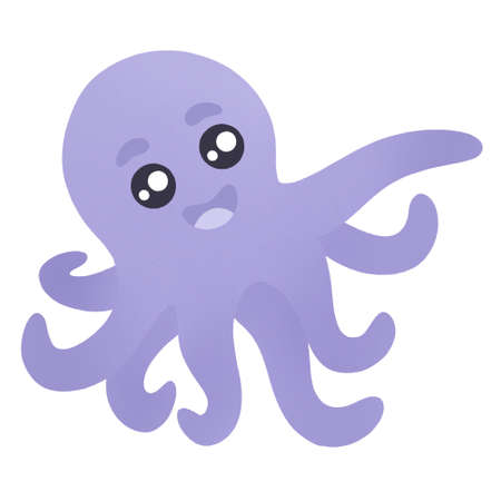 cute smiling purple octopus with tentaclesの写真素材