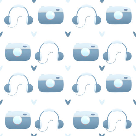 light pattern with headphones and camerasの写真素材