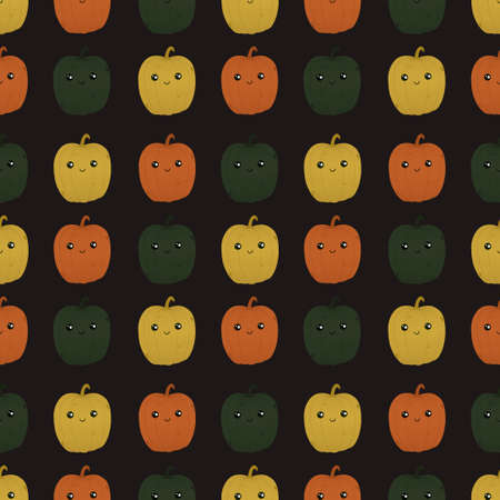 cute pattern with colorful peppersの写真素材