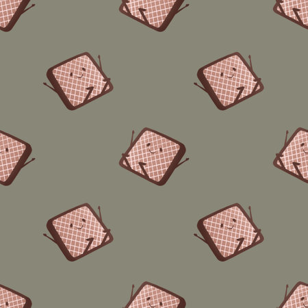 cute baby pattern with wafflesの写真素材