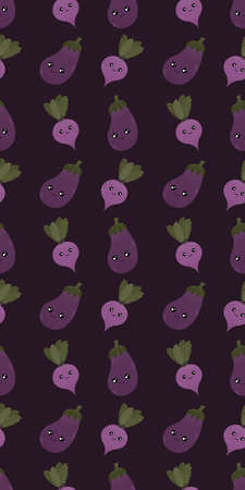 cute baby pattern with eggplant and beetrootの写真素材