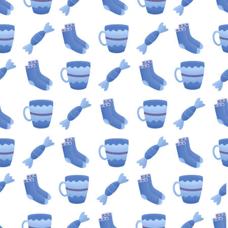 winter pattern with christmas itemsの写真素材