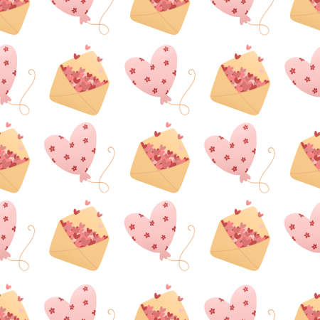 cute valentine's day pattern - envelopes and balloonsの写真素材