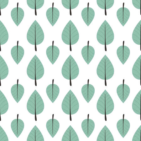 simple cute floral pattern - beautiful little green leaves of a plant on a white backgroundの写真素材