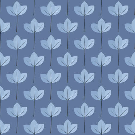 lovely flower pattern - cute plant leaves on a blue background