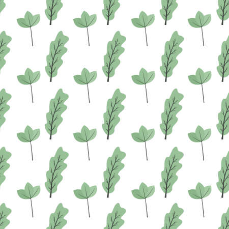 simple cute floral pattern - beautiful little leaves of a plant on a white backgroundの写真素材