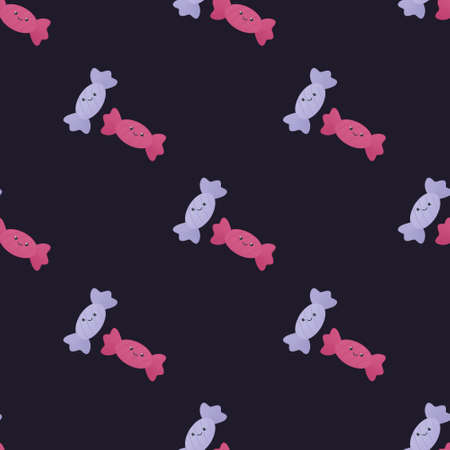 cute summer pattern for kids - colorful candies on dark backgroundの写真素材