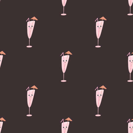 cute summer pattern for kids - smoothie on dark backgroundの写真素材