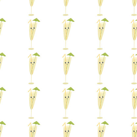 cute summer pattern for kids - smoothie on white backgroundの写真素材