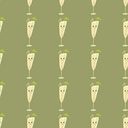 cute childish summer pattern - a glass with juiceの写真素材