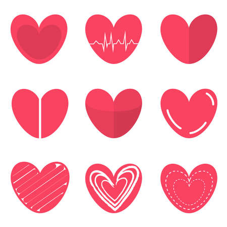 Hearts set for Valentines Day flat iconsのイラスト素材