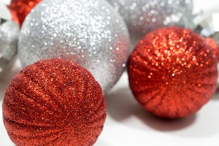 Holiday Christmas Ornaments; Glittery ornaments; holiday decorations;の写真素材