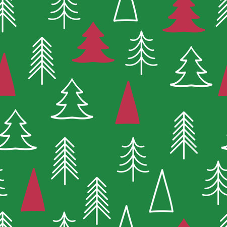 Vector Christmas trees seamless pattern background. Perfect for fabric, scrapbooking, wallpaper projects.のイラスト素材
