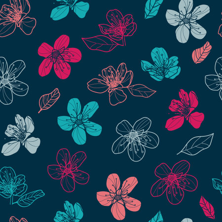 Vector flowers pattern background. Perfect for fabric, scrapbooking, wallpaper projectsのイラスト素材
