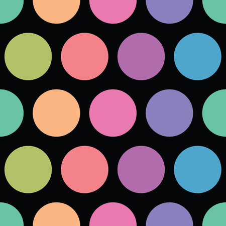 Vector abstract rainbow circles seamless pattern background. Perfect for fabric, scrapbooking, and wallpaper projects.のイラスト素材