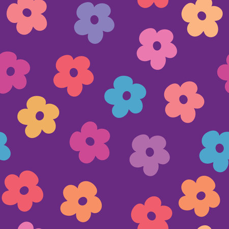 Vector multicolour flowers seamless pattern background. Perfect for fabric, scrapbooking, and wallpaper projects.のイラスト素材