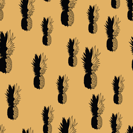 Vector juicy pineapples seamless pattern background. Perfect for fabric, scrapbooking and wallpaper projects.のイラスト素材