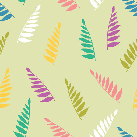 Vector abstract multicolour tropic leaves repeating pattern background.のイラスト素材