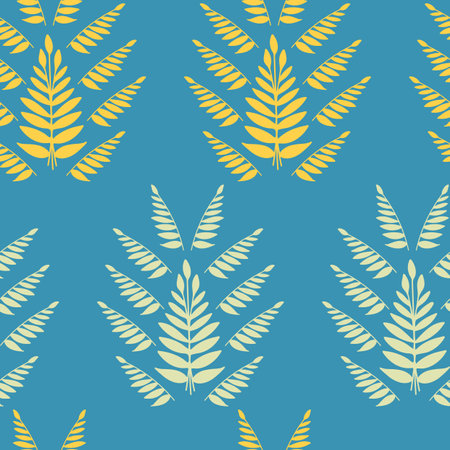 Vector abstract tropic leaves repeating pattern background.のイラスト素材