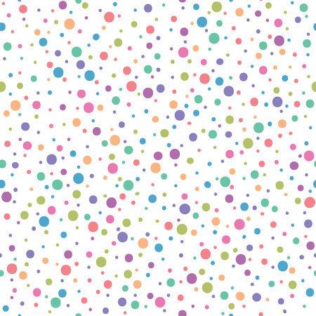 Vector abstract multicoloured polka dots repeating pattern background.のイラスト素材