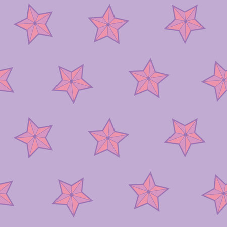 Vector abstract pink and purple stars repeating pattern background.のイラスト素材
