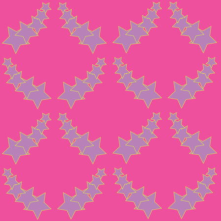 Vector purple stars pattern pink background. Perfect for fabric, scrapbooking, wallpaper projectsのイラスト素材