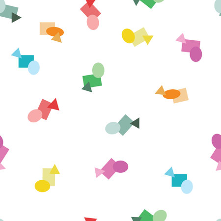 Vector squares, circles, and triangles pattern background. Perfect for fabric, scrapbooking, wallpaper projectsのイラスト素材