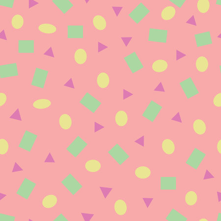 Vector squares, circles, and triangles pattern background. Perfect for fabric, scrapbooking, wallpaper projectsのイラスト素材