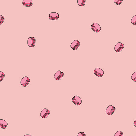 Vector abstract pink macarons repeating pattern background.のイラスト素材