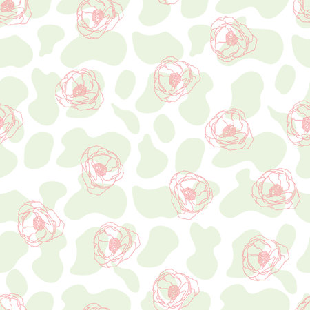 Vector abstract pastel peony repeating pattern background.のイラスト素材