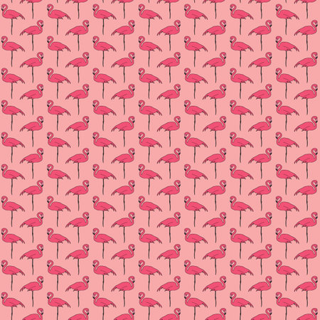 Vector abstract pink flamingos repeating pattern background.のイラスト素材