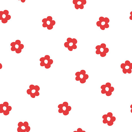 Vector red flowers seamless pattern background. Perfect for fabric, scrapbooking, and wallpaper projects.のイラスト素材