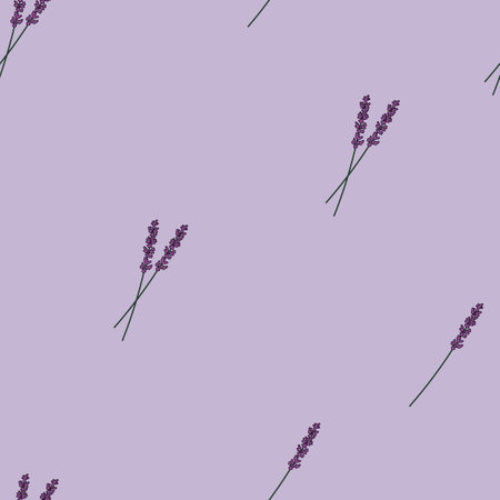 Vector purple lavender seamless pattern background. Perfect for fabric, scrapbooking, and wallpaper projects.のイラスト素材
