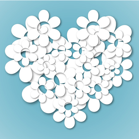 Paper vector heart with shadow. Vector background. Valentines card.のイラスト素材