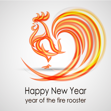 Happy New Year 2017. Fire rooster background. Greeting Card design.のイラスト素材