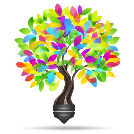 Light bulb and tree. Eco light. Save energy concept for your designのイラスト素材