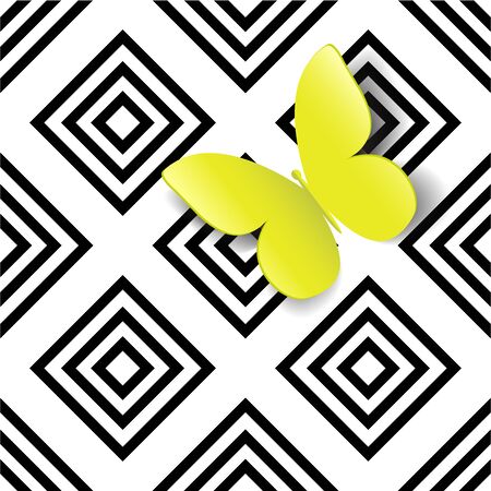 Seamless pattern diamonds background with lemon butterflyのイラスト素材