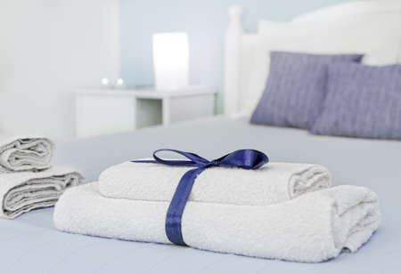 Closeup of towels with natural blur in backgroundの写真素材