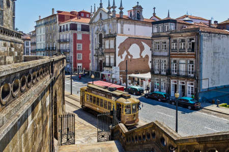 May 24, 2012: Traditional Tram Car in downtown Porto, Portugal